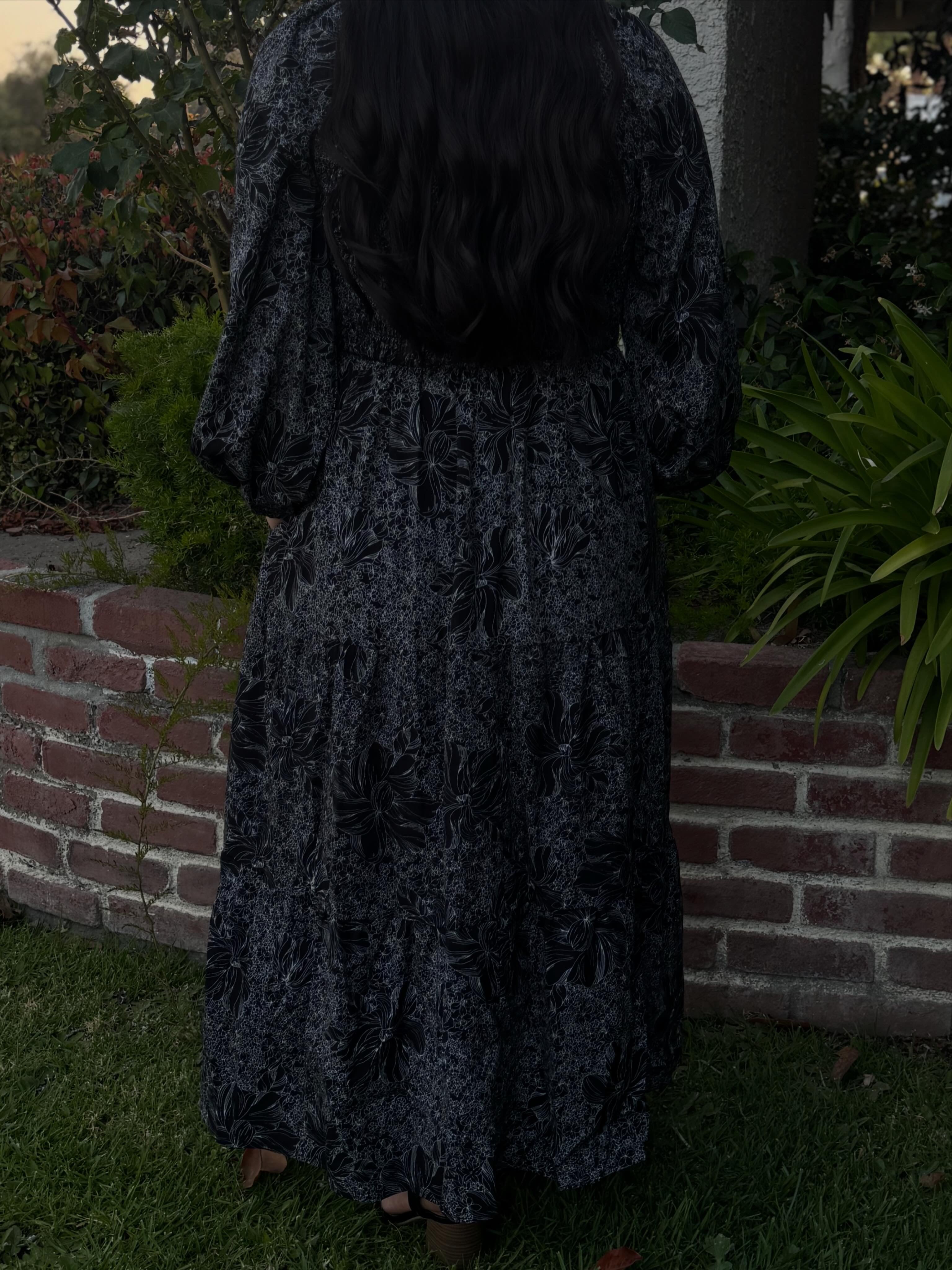 Popular black floral dress