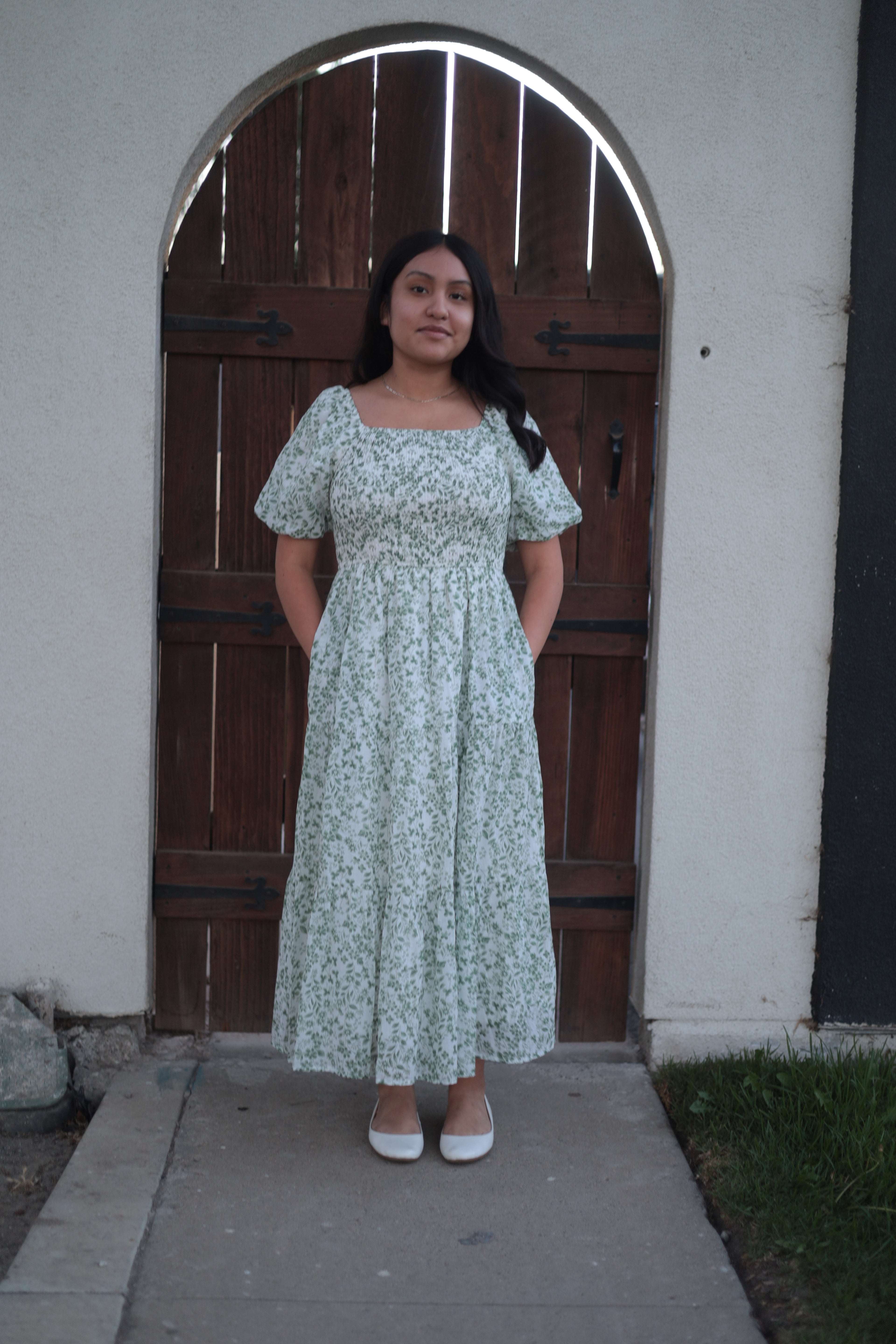 Green Flower MIdi Dress