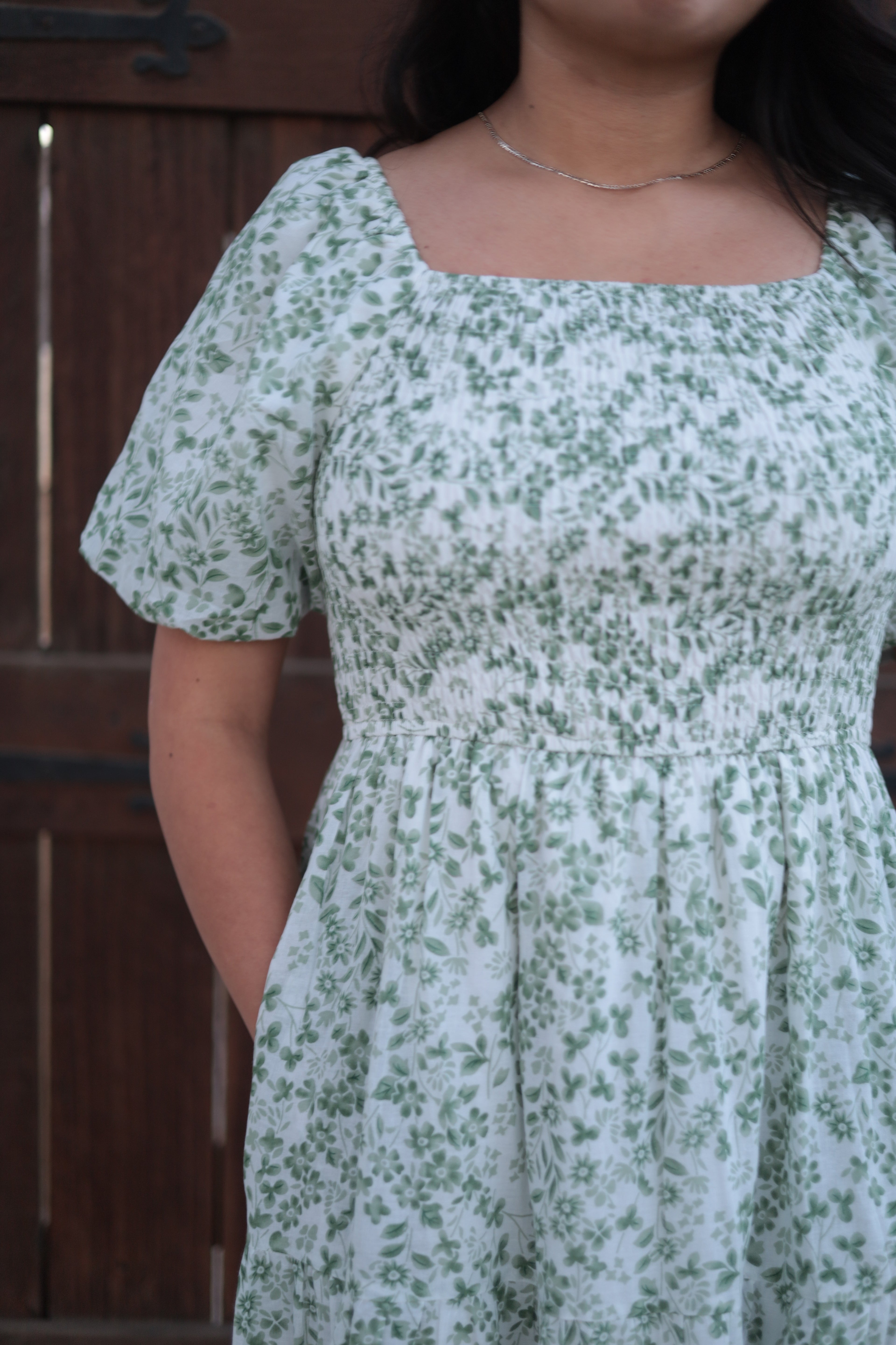Green Flower MIdi Dress