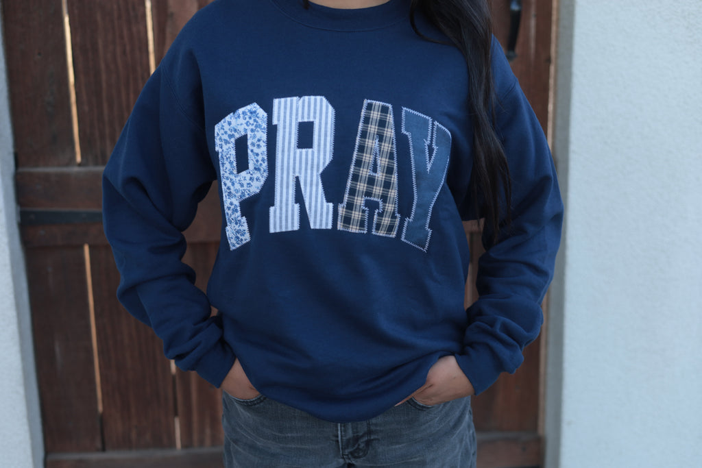 Navy Blue PRAY Sweater