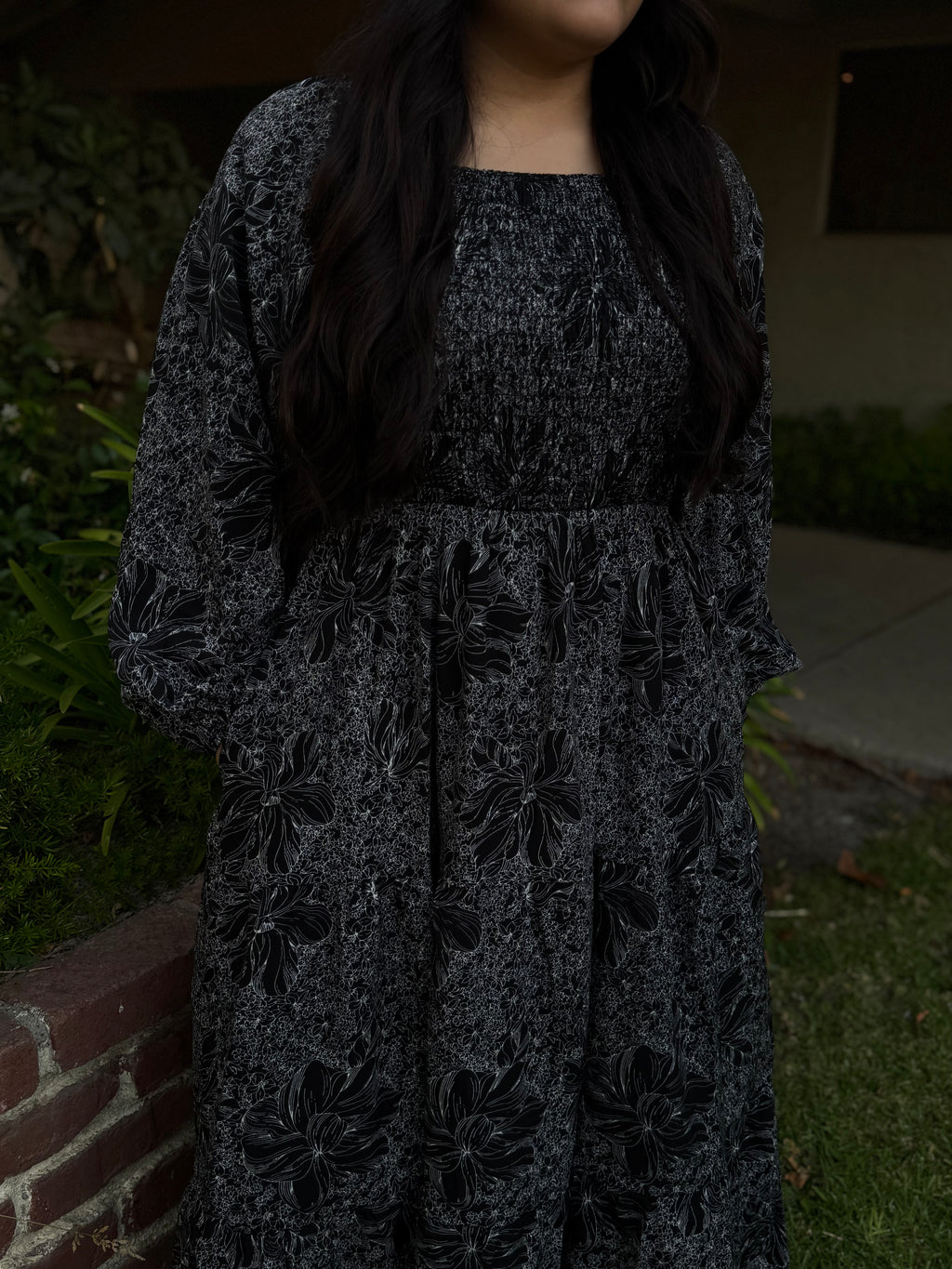 Popular black floral dress