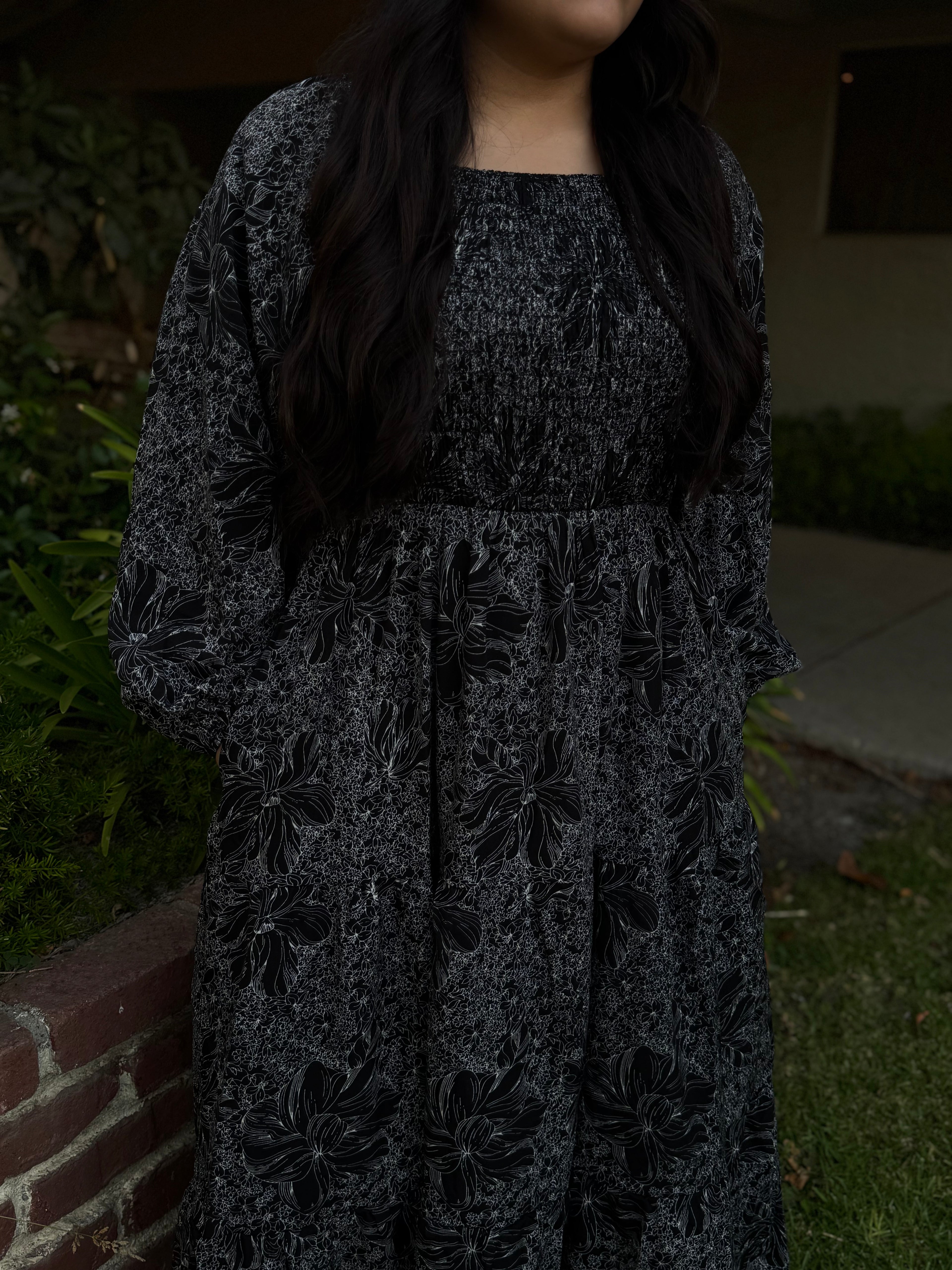 Popular black floral dress