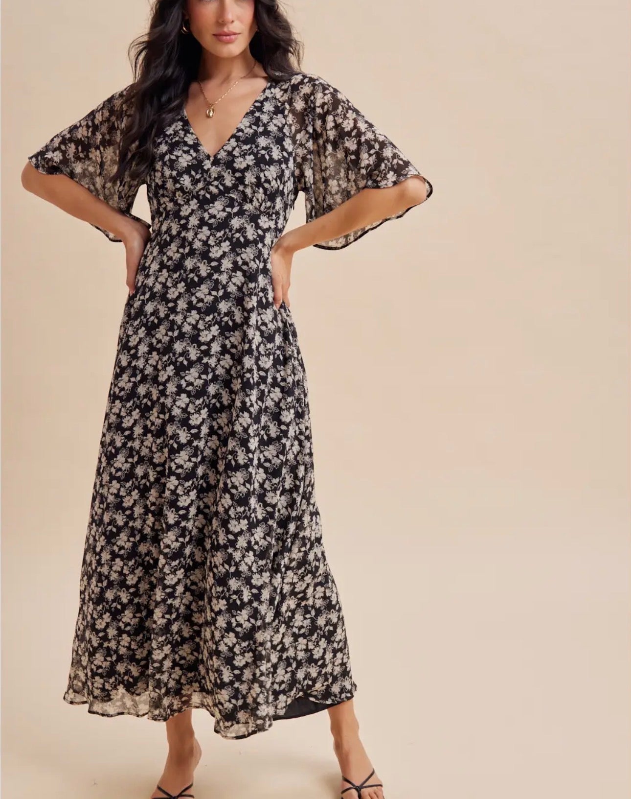 White flower Maxi Dress